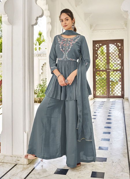 Ladies Flavour Aarzoo Chanderi Silk Sharara Readymade Suits Catalog